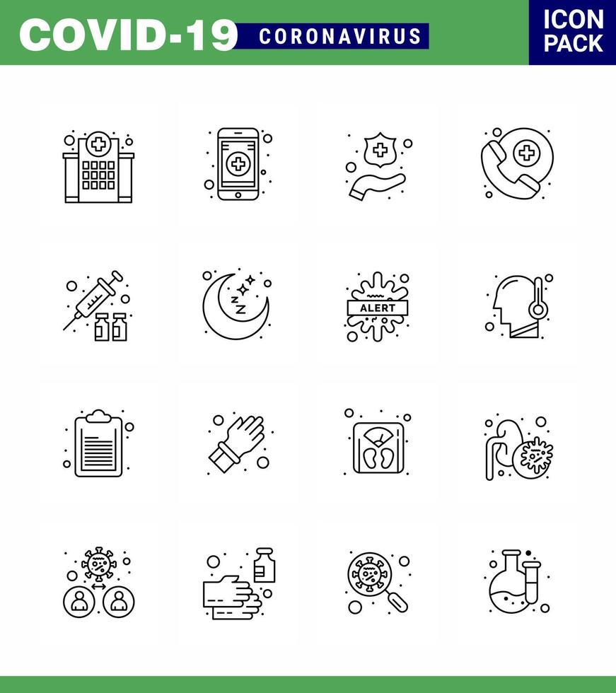 nuevo coronavirus 2019ncov paquete de iconos de 16 líneas medicina protección proteger manos gripe asistencia médica coronavirus viral 2019nov enfermedad vector elementos de diseño