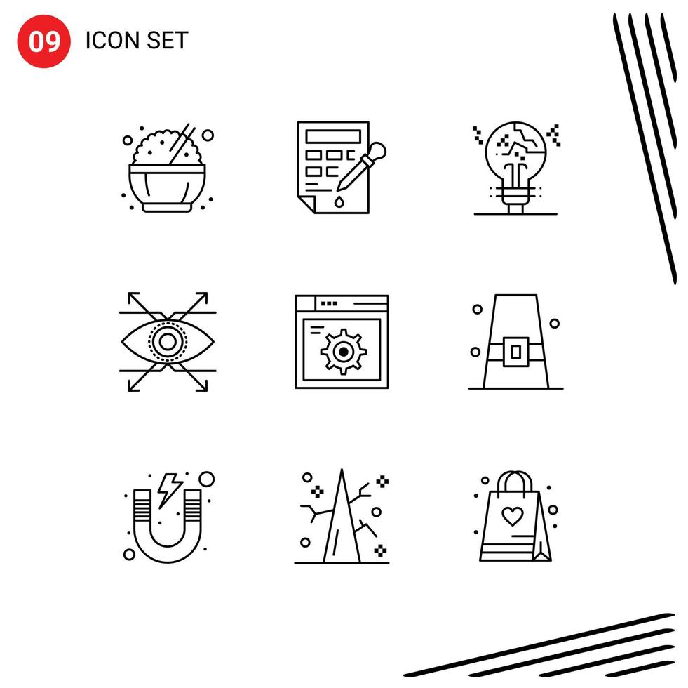 Universal Icon Symbols Group of 9 Modern Outlines of setting vision copycat look business Editable Vector Design Elements