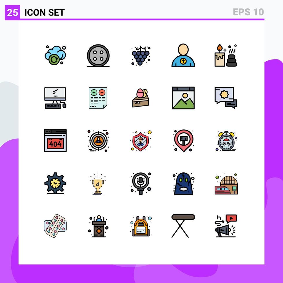 paquete de iconos de vectores de stock de 25 signos y símbolos de línea para el botón de la camisa de spa de velas avatar de usuario elementos de diseño de vectores editables