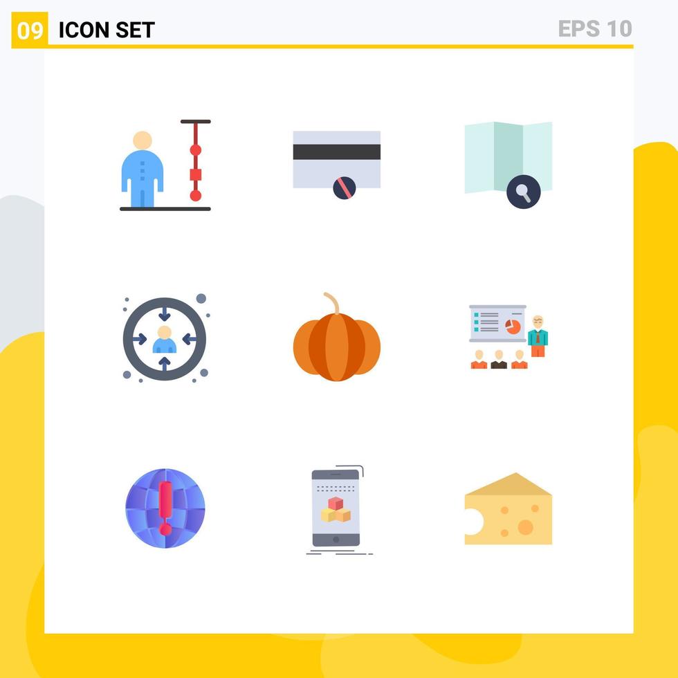 9 Universal Flat Colors Set for Web and Mobile Applications presentation pumpkin explore user customer Editable Vector Design Elements
