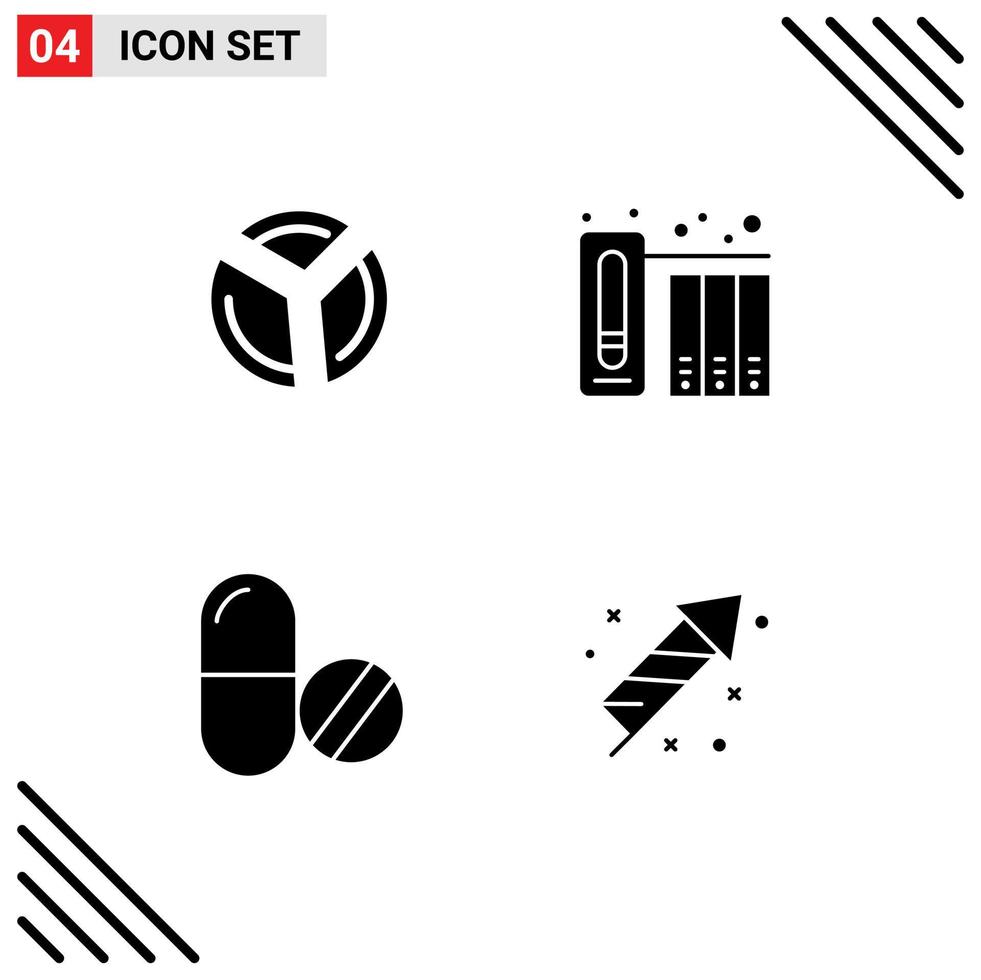 Modern Set of 4 Solid Glyphs and symbols such as chart medical analytics files tablet Editable Vector Design Elements