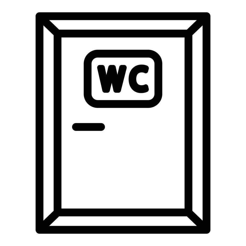Wc wood door icon, outline style vector