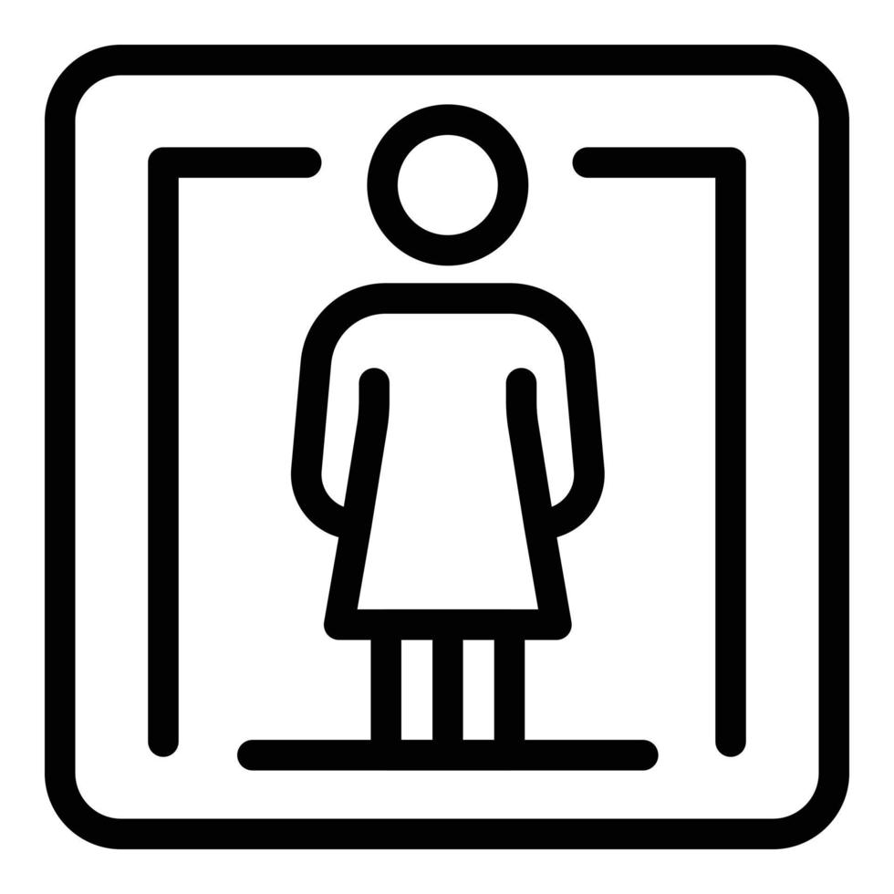 icono de signo de baño de mujer, estilo de contorno vector