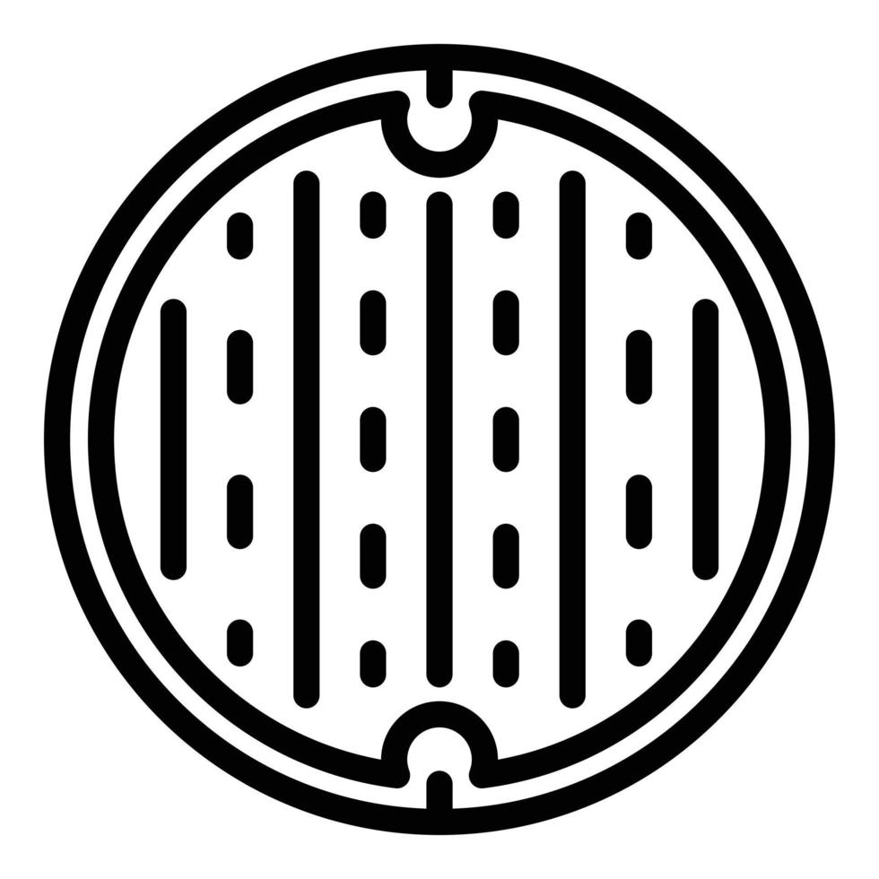 Metal manhole icon, outline style vector