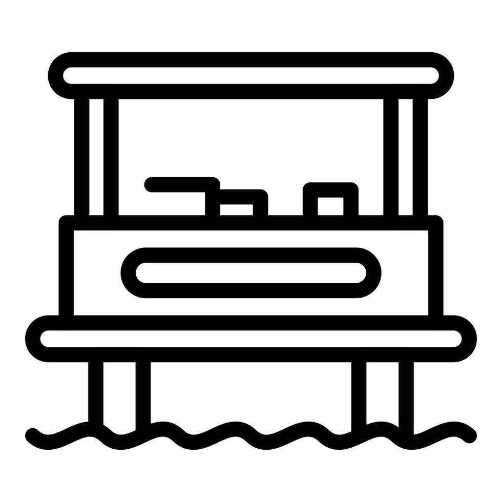 icono de mercado flotante asiático, estilo de contorno vector