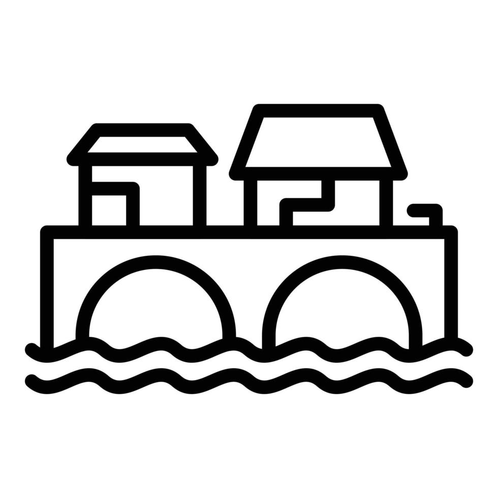 icono de mercado flotante del mar, estilo de esquema vector