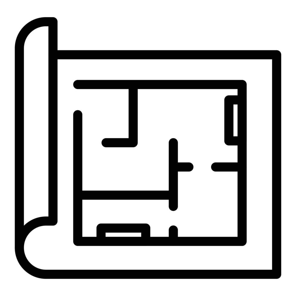 icono del plan de la casa del constructor, estilo de esquema vector