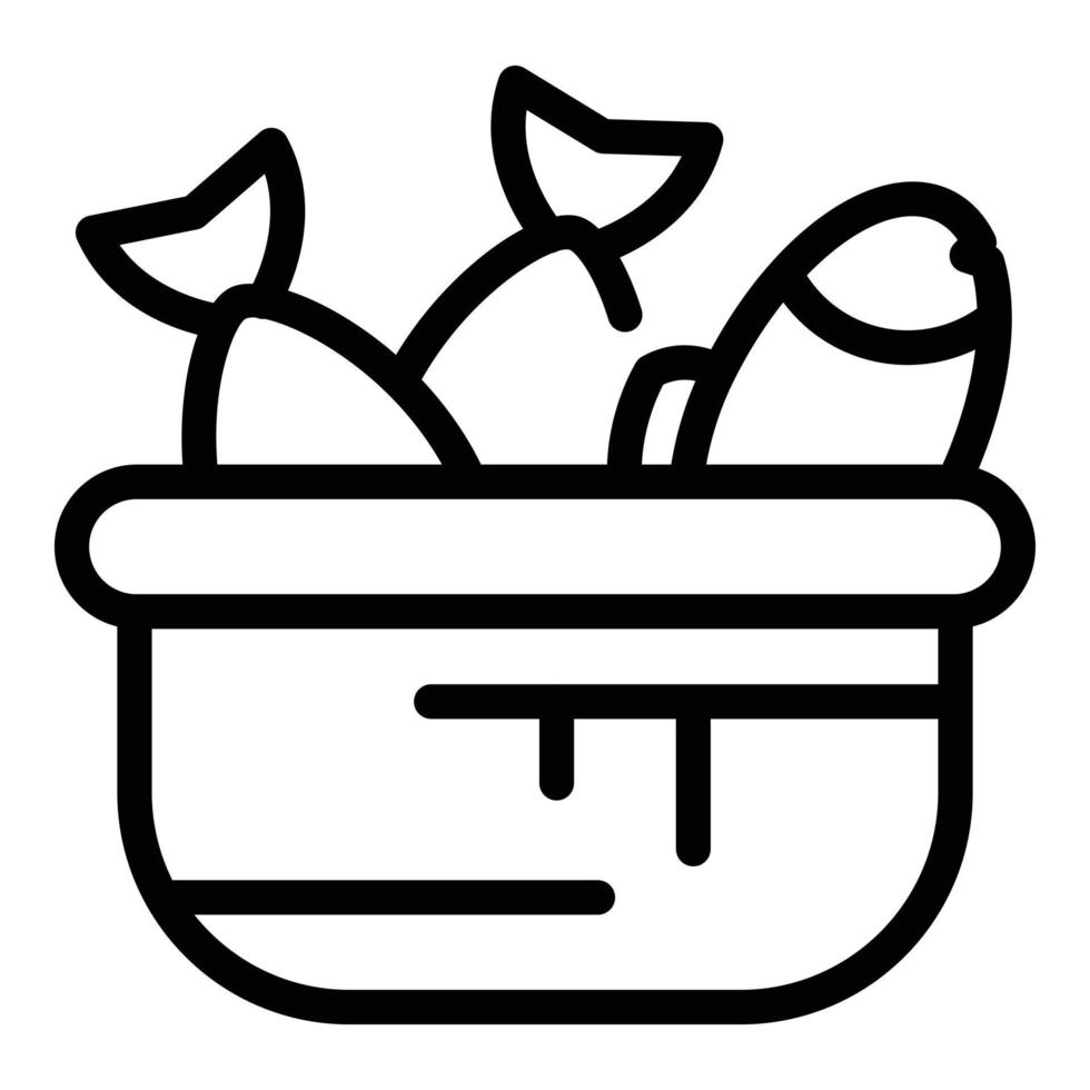 Fish basket icon, outline style vector