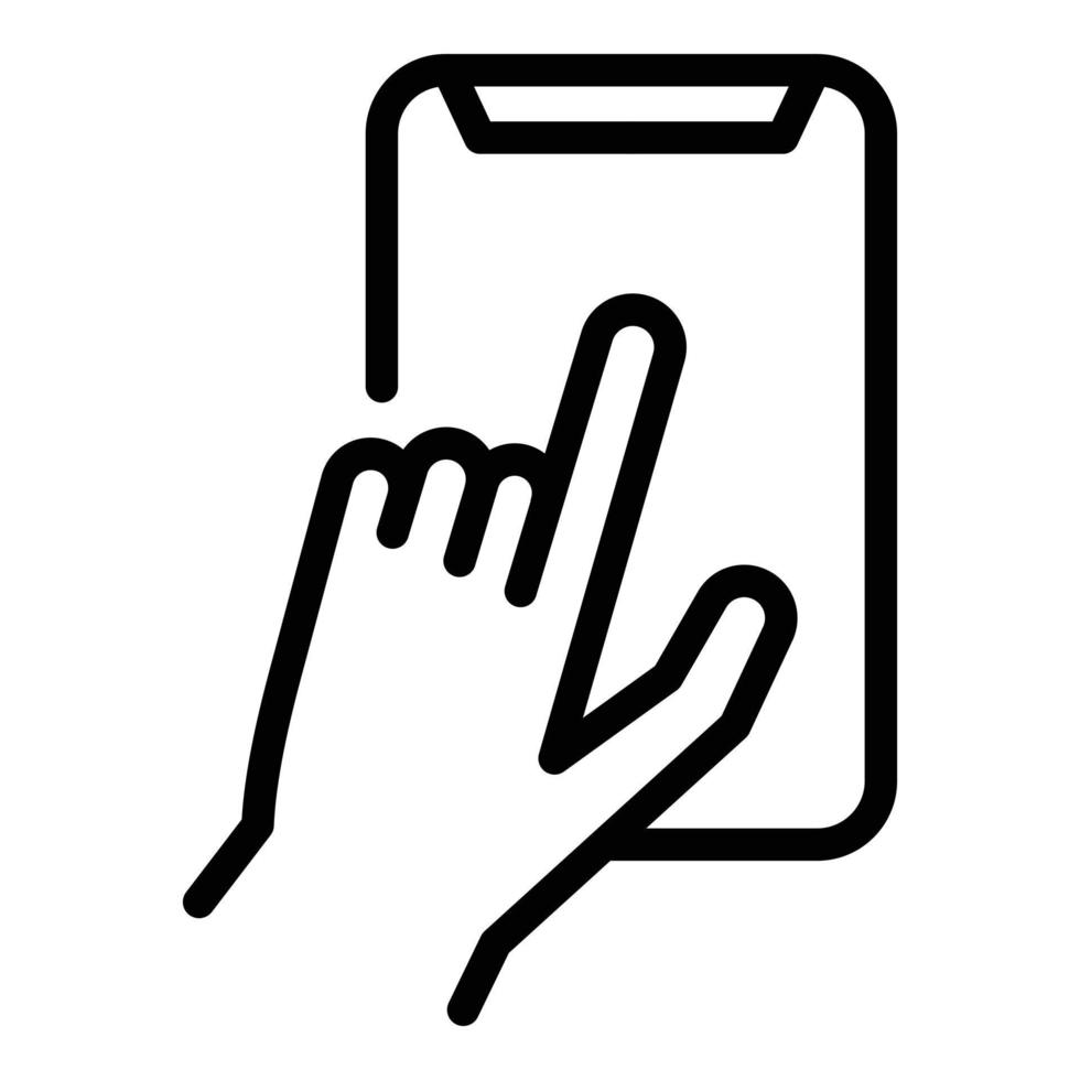Setting up of smartphone icon, outline style vector