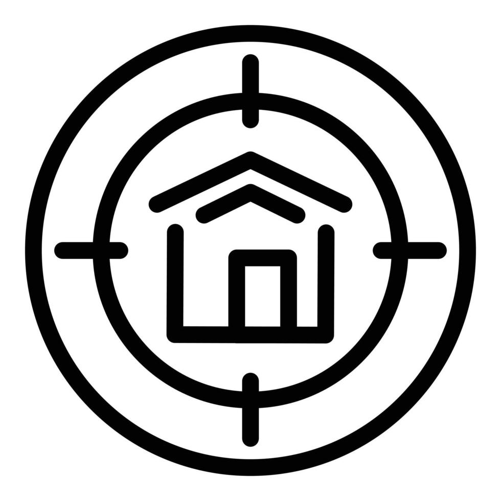 Target house icon, outline style vector
