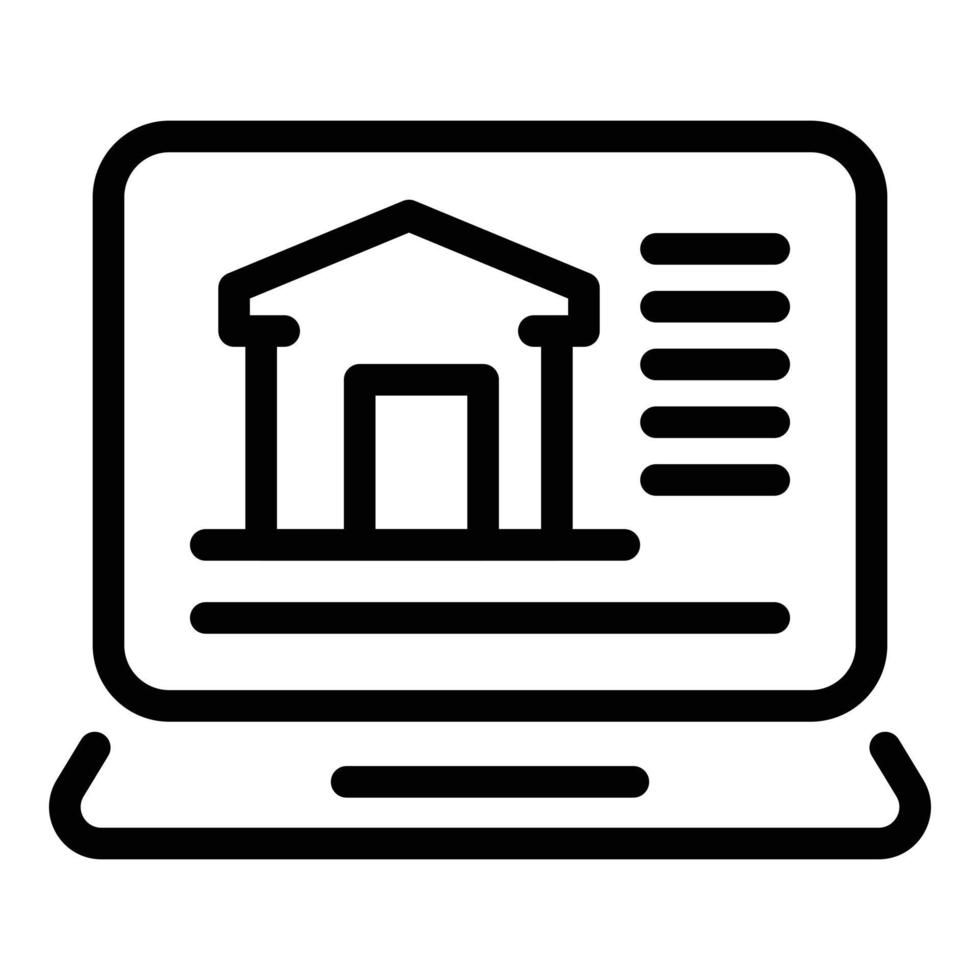 Laptop rent house icon, outline style vector