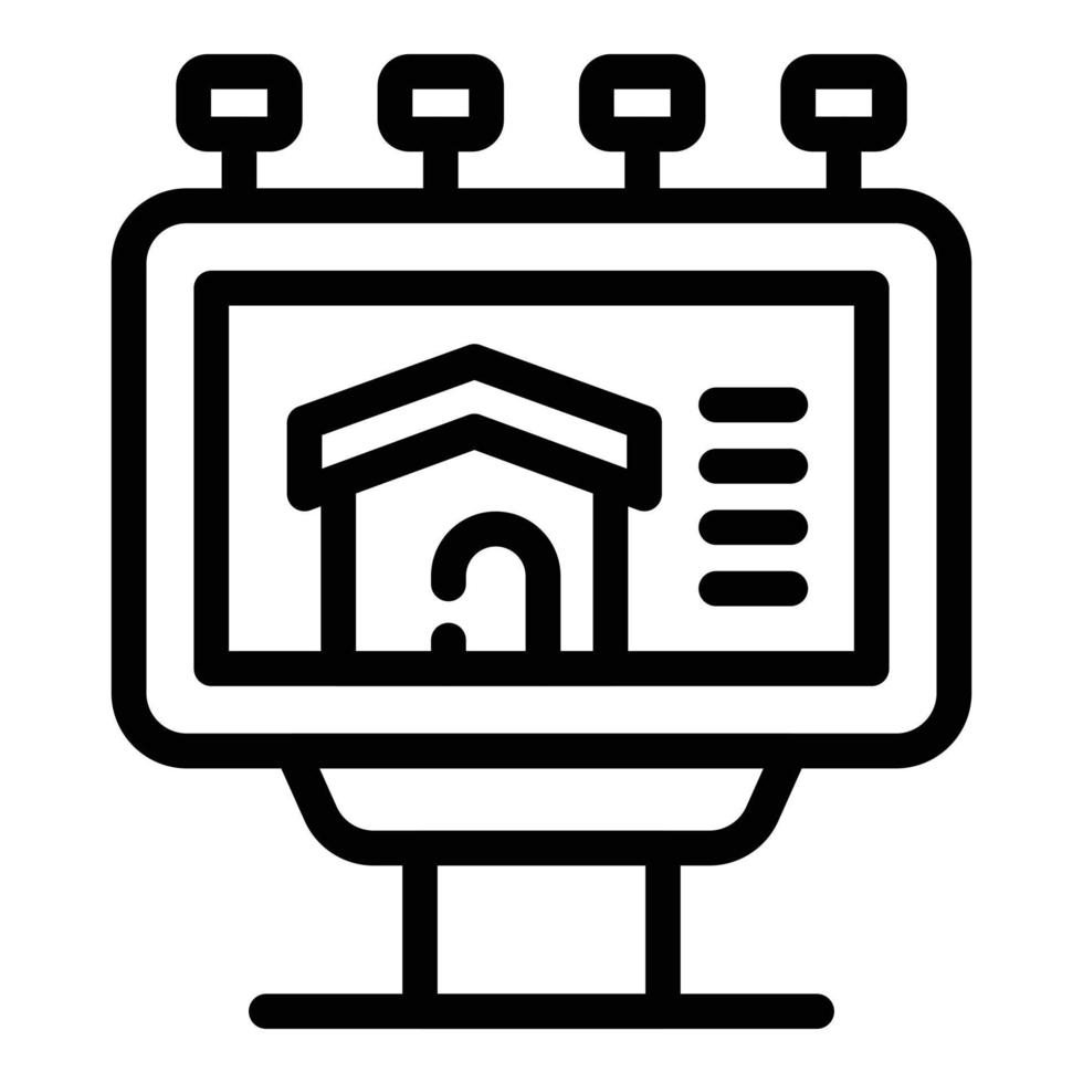 icono de cartelera inmobiliaria, estilo de contorno vector