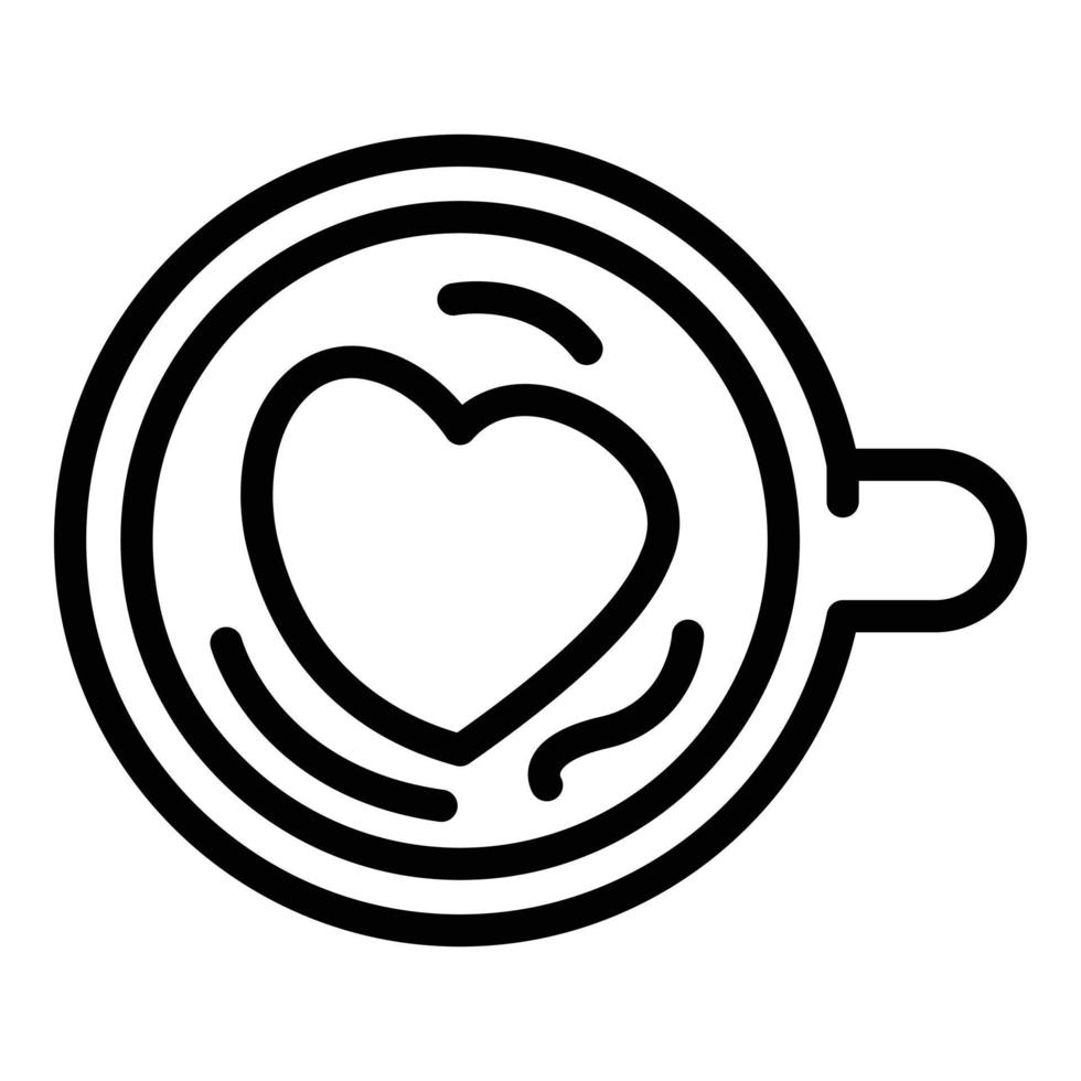 Heart latte icon, outline style vector