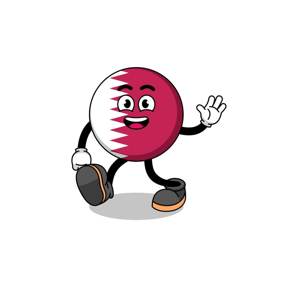 qatar flag cartoon walking vector