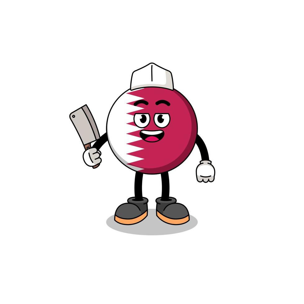 Mascot of qatar flag as a butcher vector