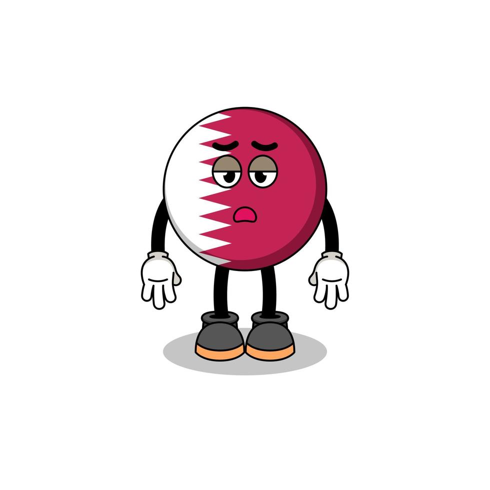 qatar flag cartoon with fatigue gesture vector