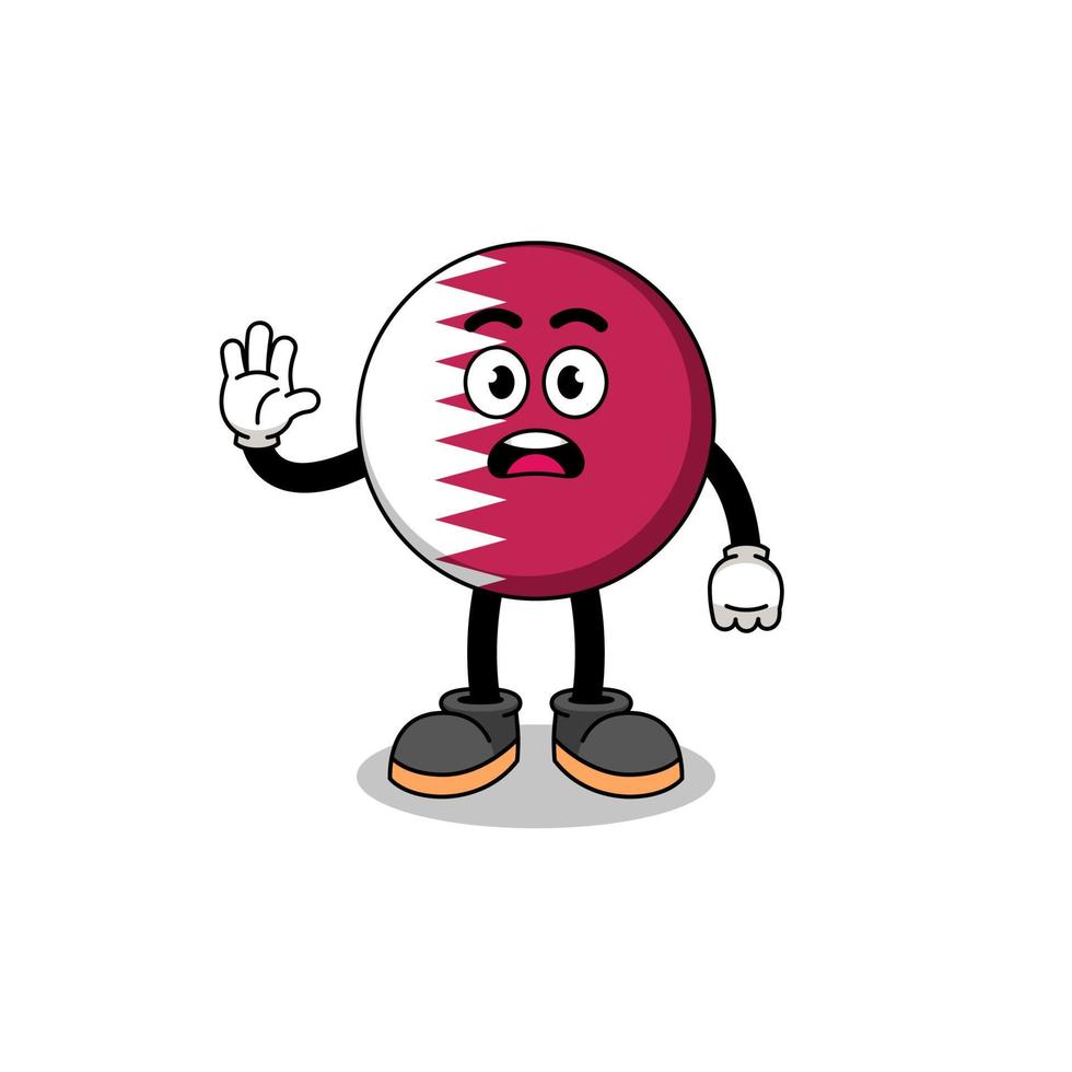 qatar flag cartoon illustration doing stop hand vector