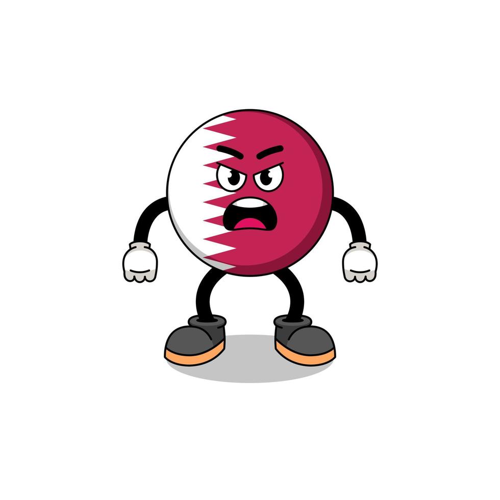qatar flag cartoon illustration with angry expression vector