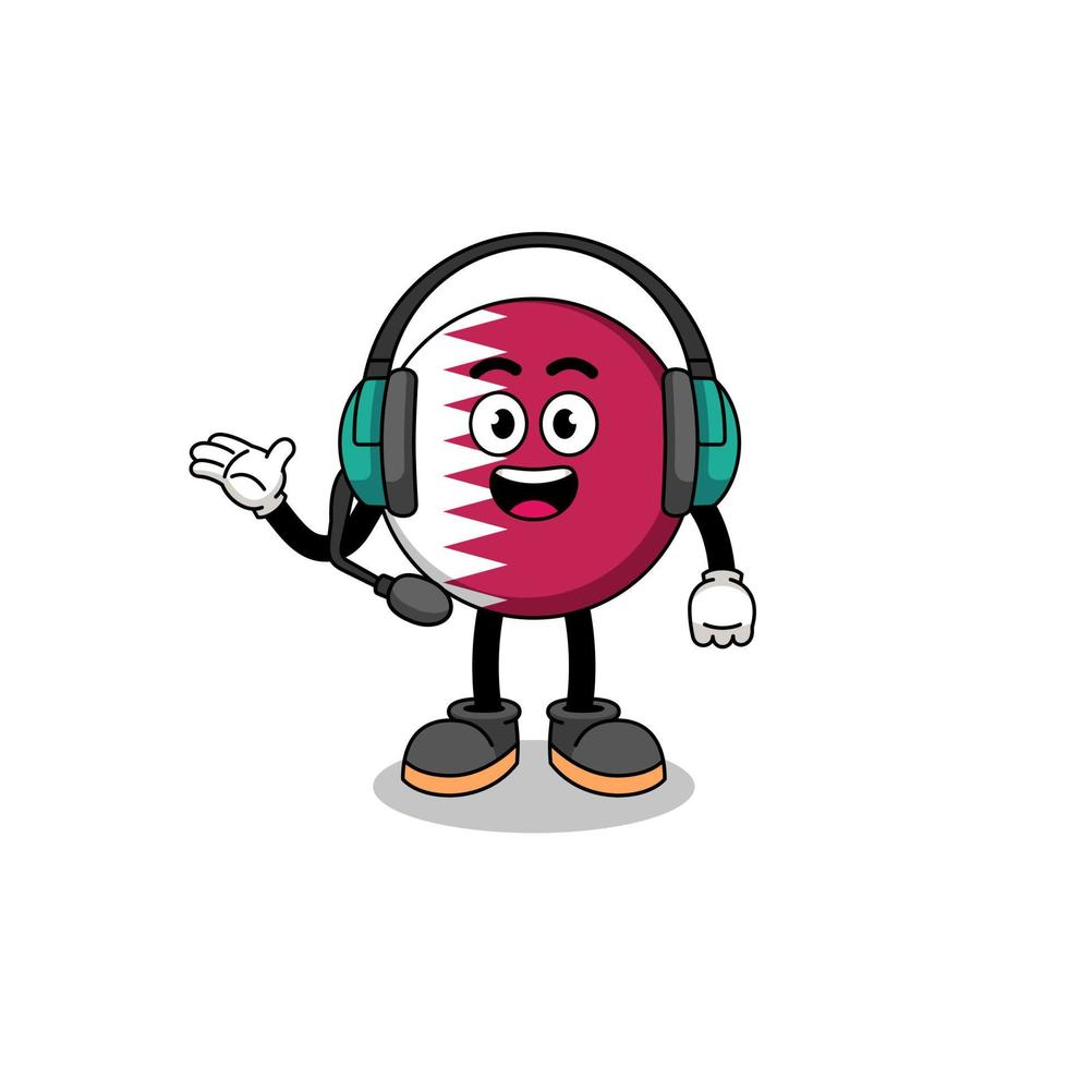 Mascot Illustration of qatar flag as a customer services vector