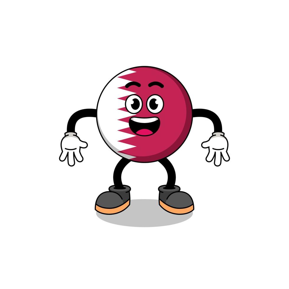 qatar flag cartoon with surprised gesture vector