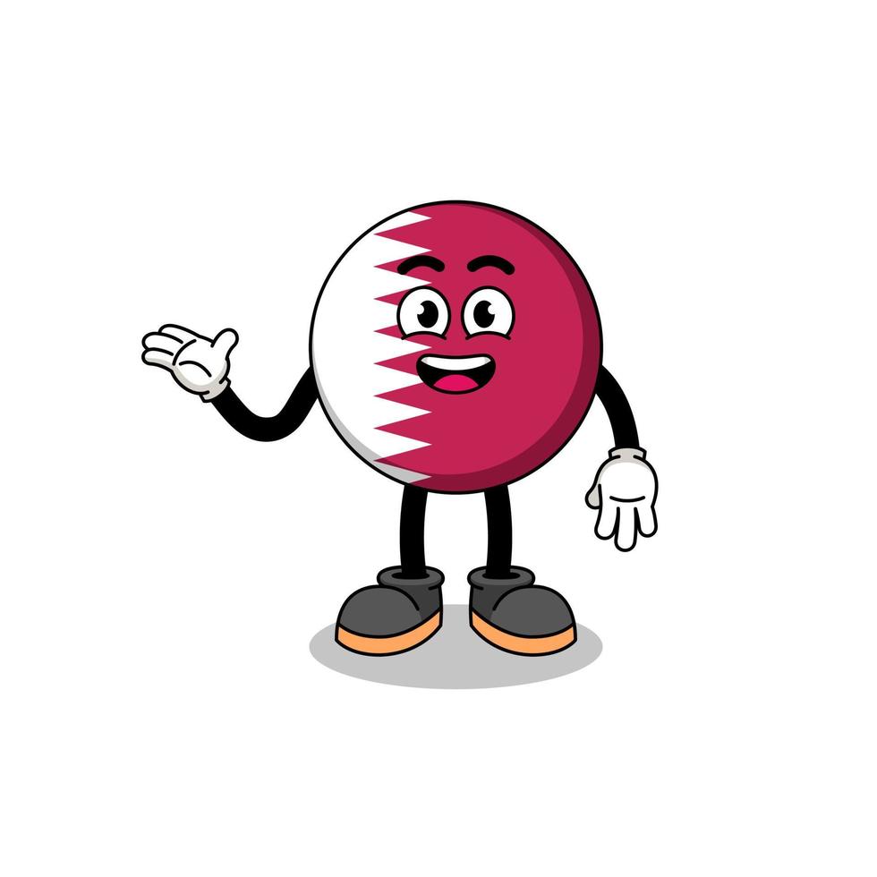 qatar flag cartoon with welcome pose vector