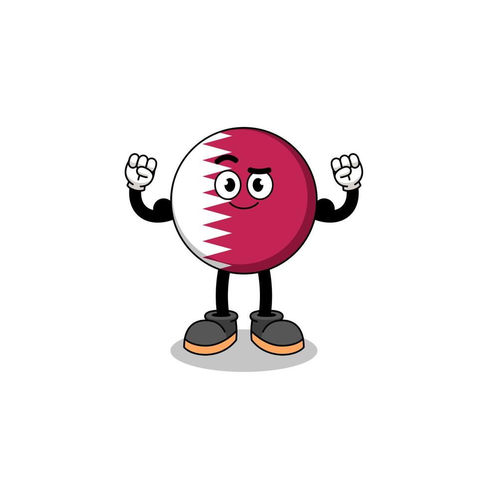 Mascot cartoon of qatar flag posing with muscle vector