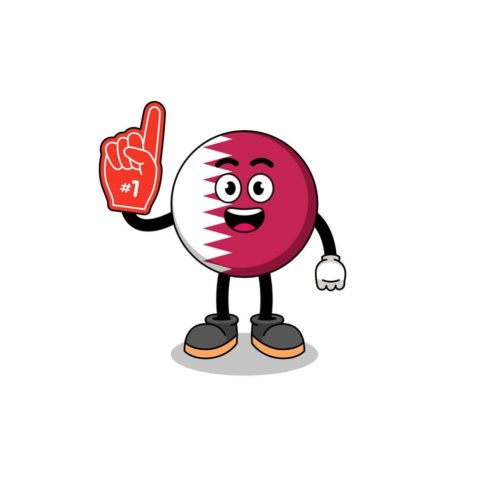 Cartoon mascot of qatar flag number 1 fans vector