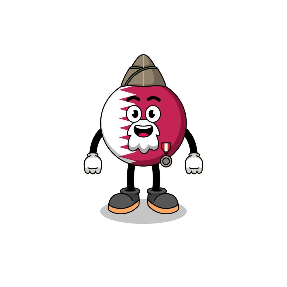 Character cartoon of qatar flag as a veteran vector