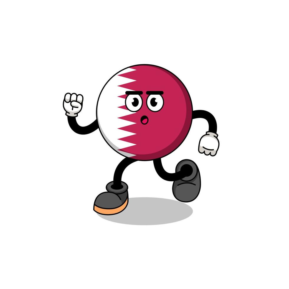 running qatar flag mascot illustration vector