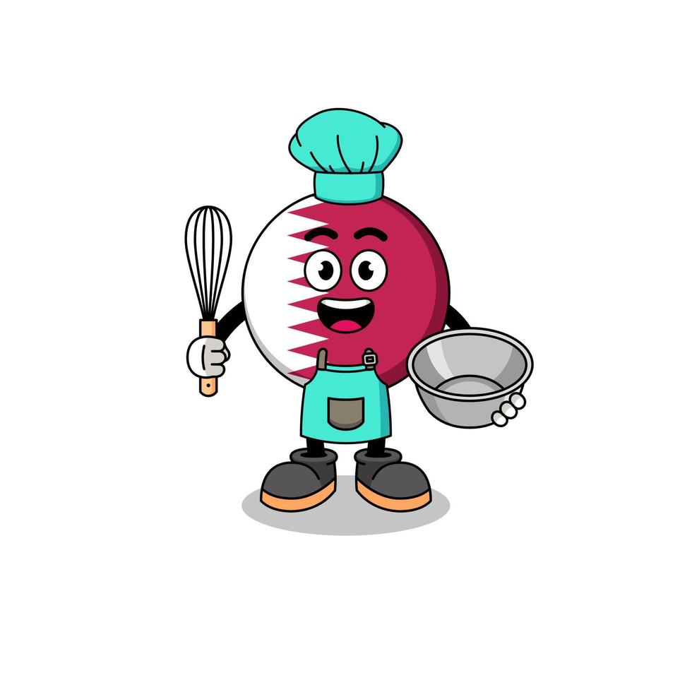 Illustration of qatar flag as a bakery chef vector