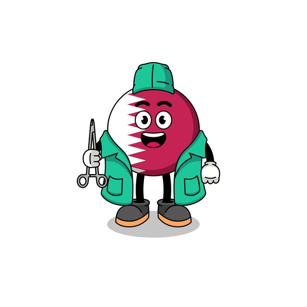 Illustration of qatar flag mascot as a surgeon vector