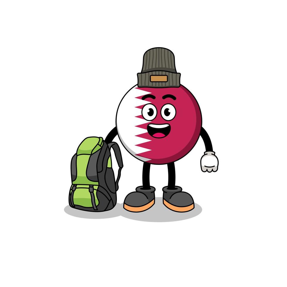 Illustration of qatar flag mascot as a hiker vector