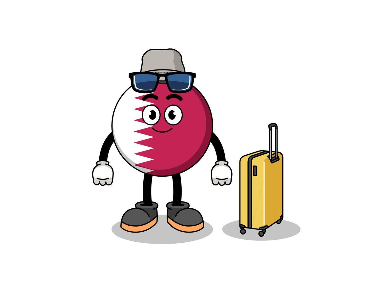 qatar flag mascot doing vacation vector
