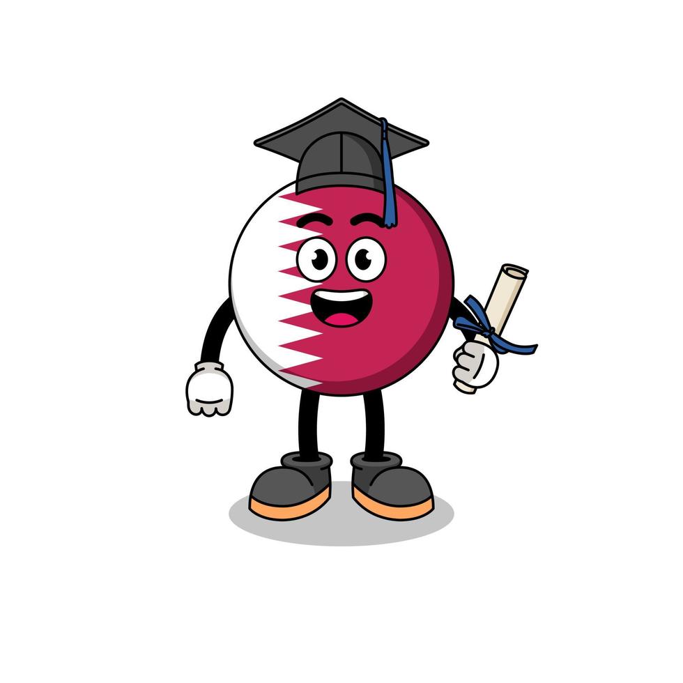 qatar flag mascot with graduation pose vector