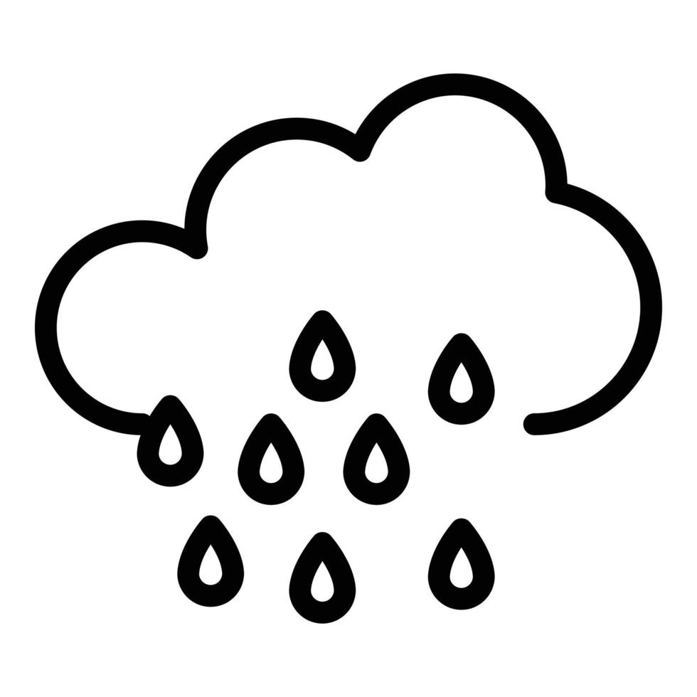 icono de nube de gotas de lluvia, estilo de contorno vector