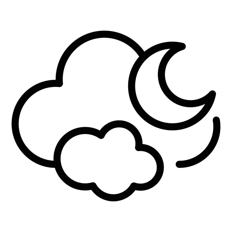 Night clouds icon, outline style vector