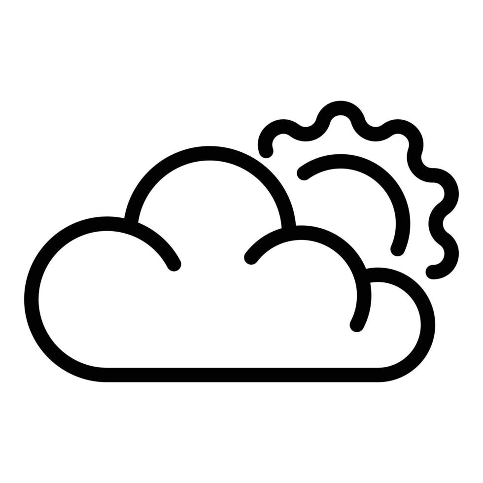Sun in clouds icon, outline style vector