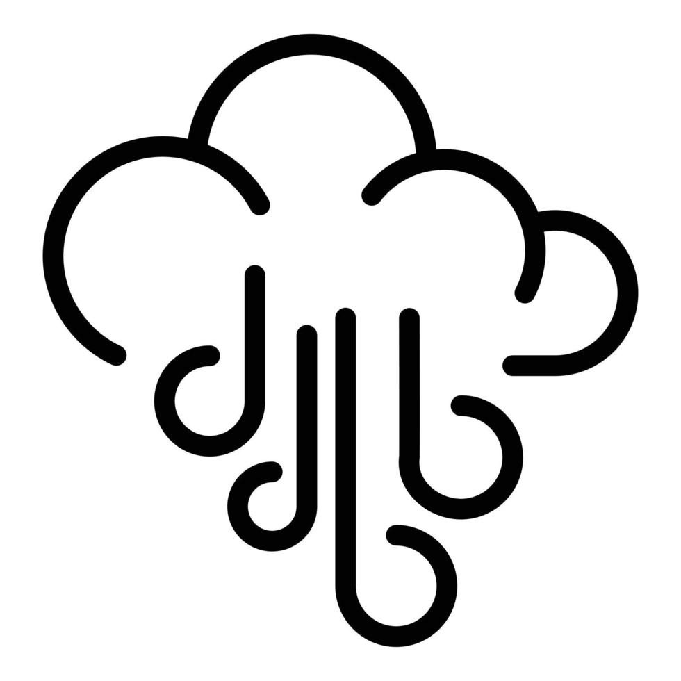 icono de nube ventosa, estilo de esquema vector