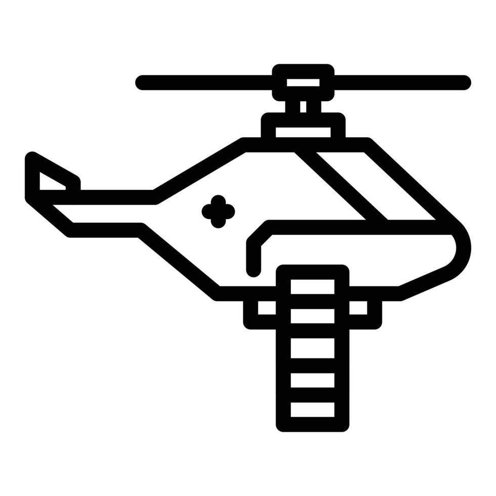 Ladder rescue helicopter icon, outline style vector