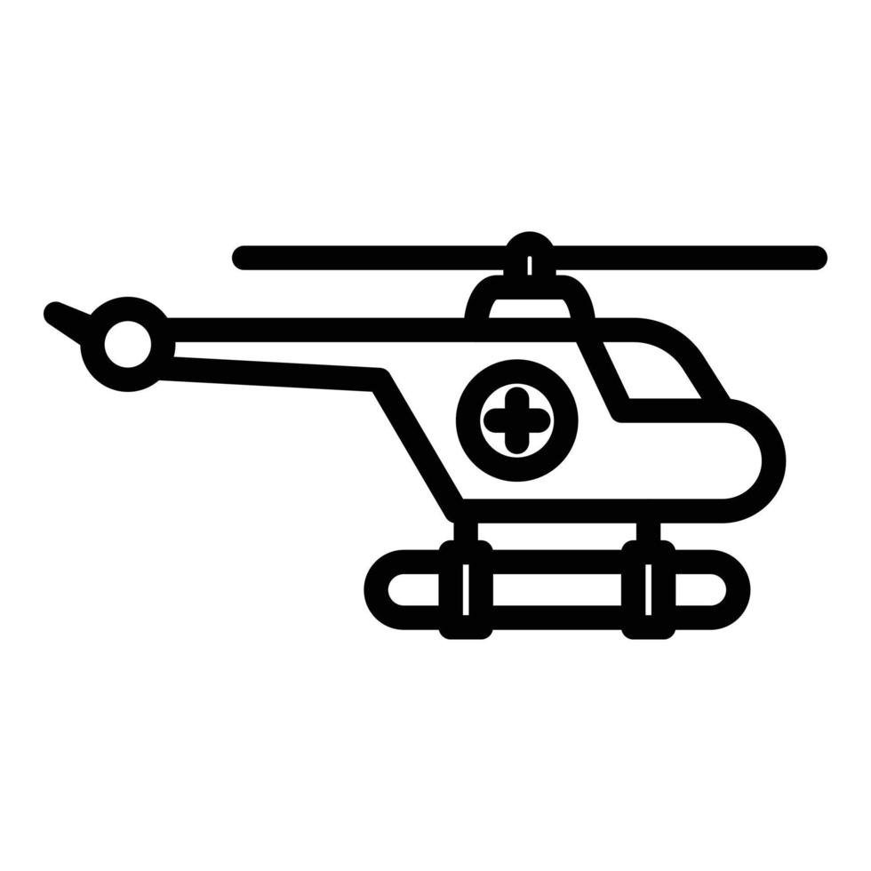Water rescue helicopter icon, outline style vector