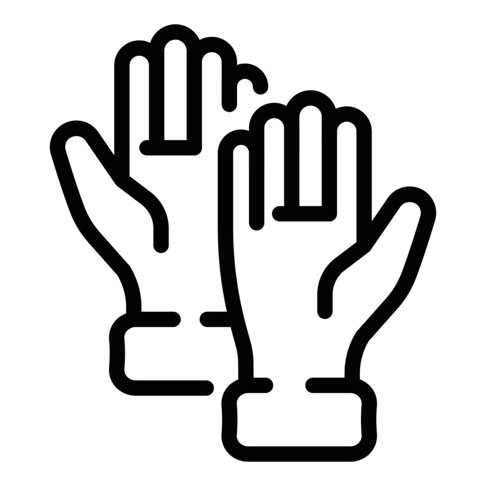 icono de guantes de goma, estilo de esquema vector