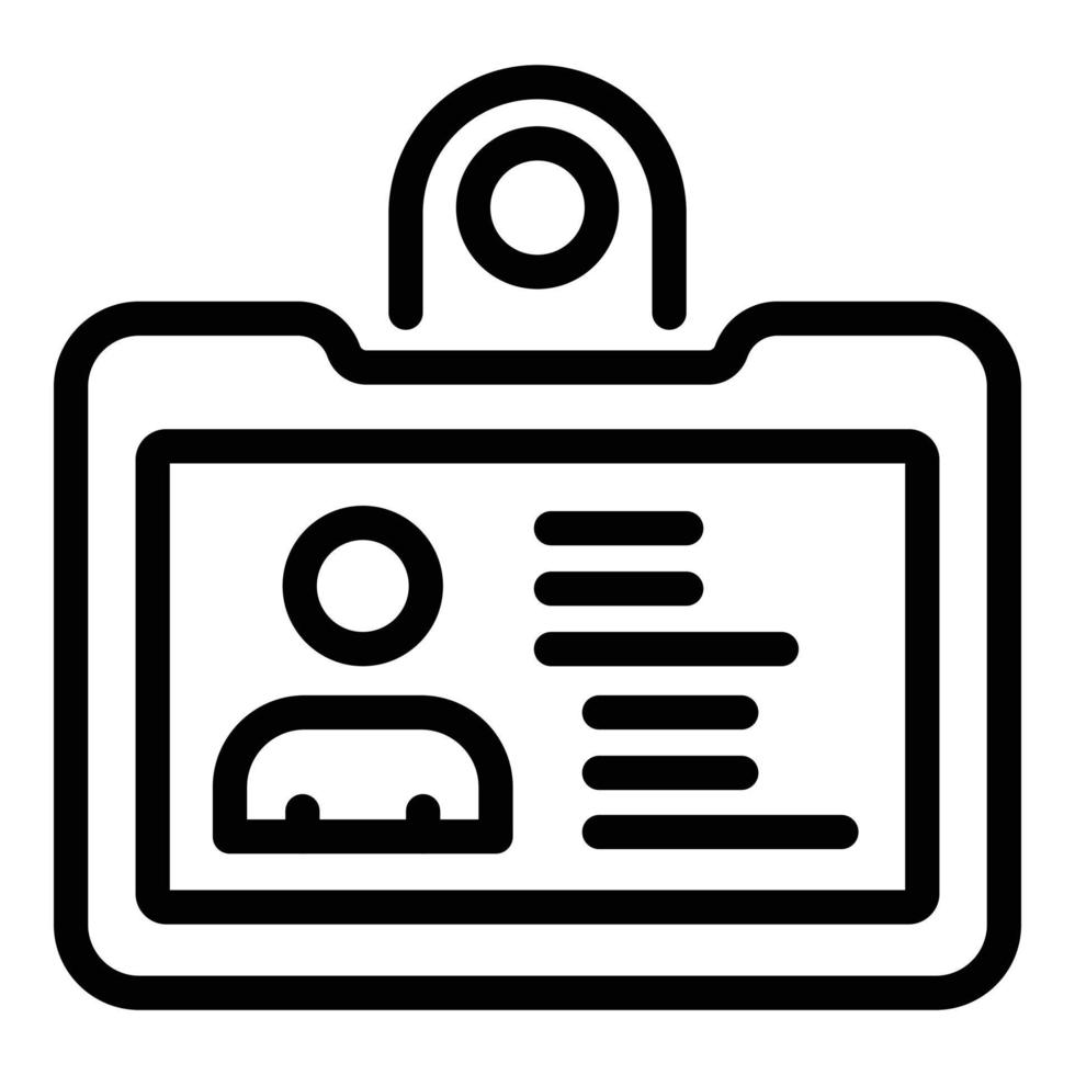 icono de tarjeta de identificación personal, estilo de contorno vector