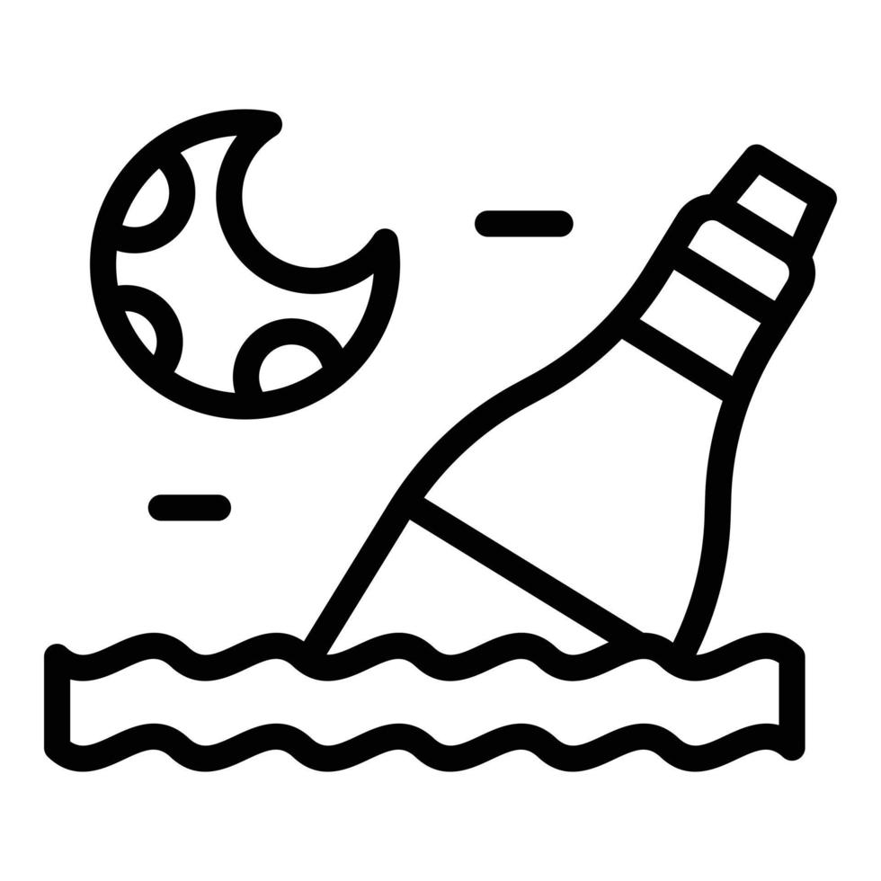 Garbage bottle in water icon, outline style vector