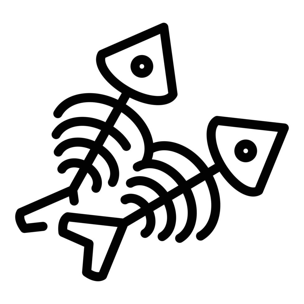 icono de residuos de pescado, estilo de contorno vector