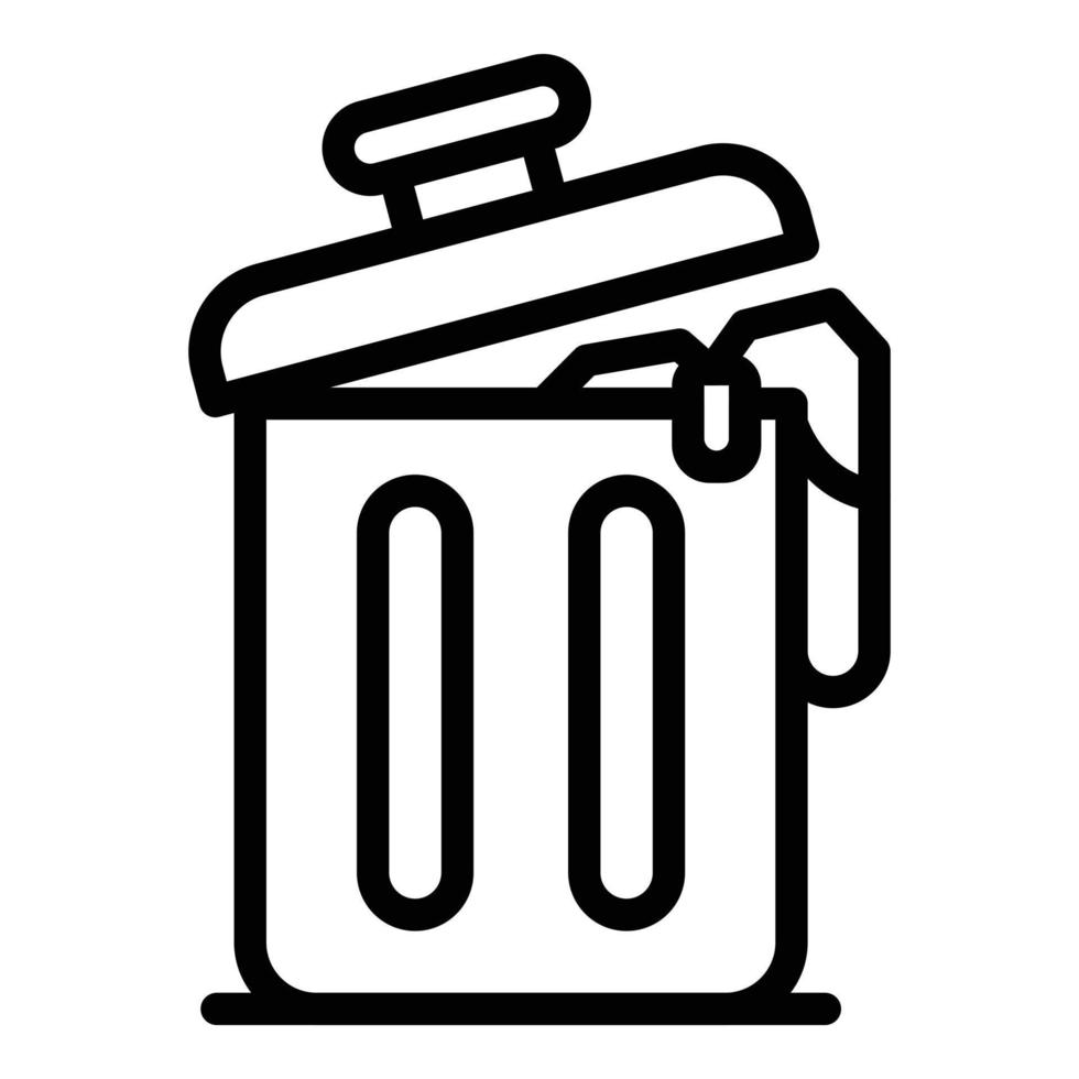 Metal garbage bin icon, outline style vector