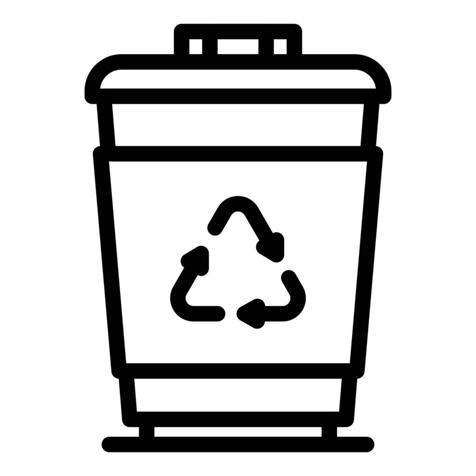 Plastic garbage bin icon, outline style vector