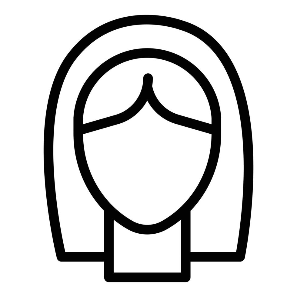 Female wig icon, outline style vector