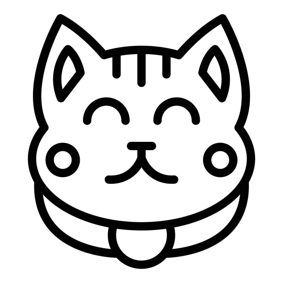 icono de gato asiático, estilo de esquema vector