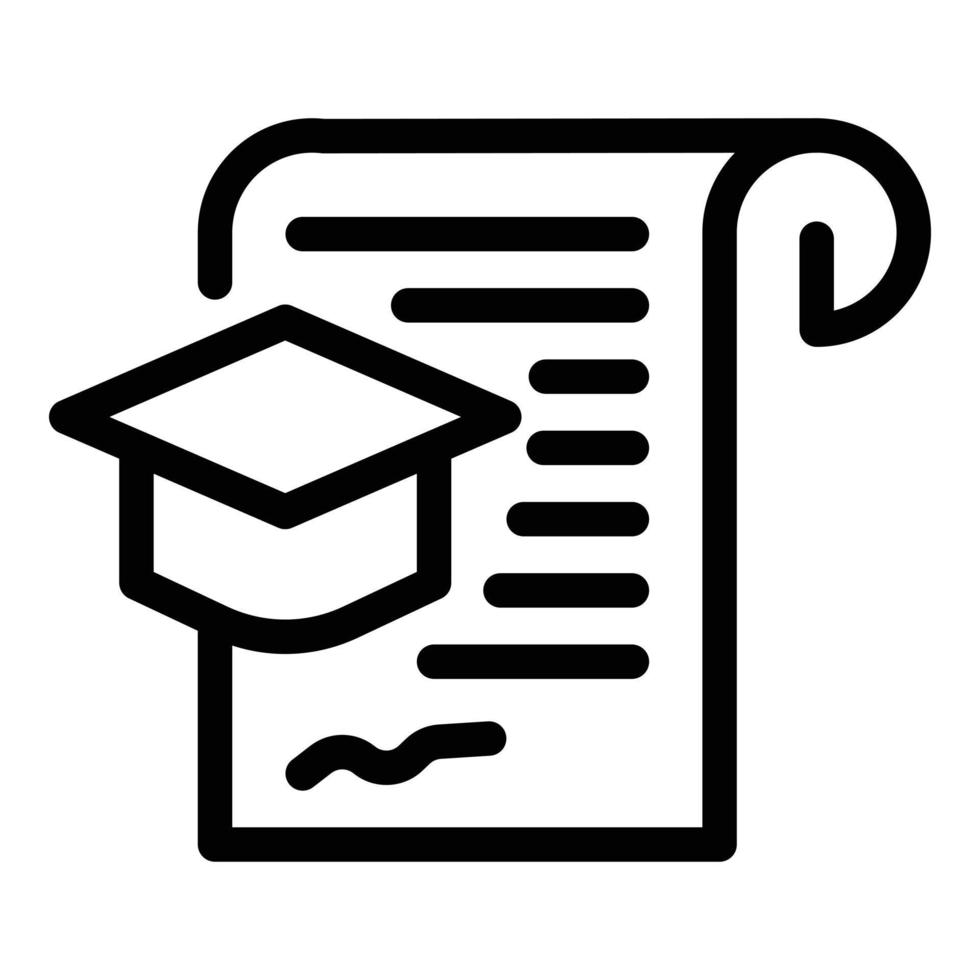 Degree document icon, outline style vector