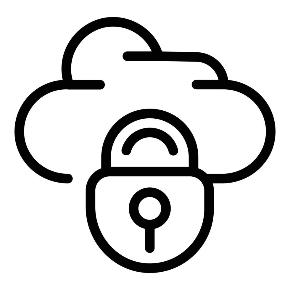 Data lock cloud icon, outline style vector